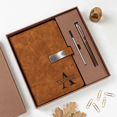 Custom Monogram Initial Name For Her, Him - Personalized Notebook Set