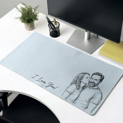 Forever_Love_Couple_Photo_Sketch_Line_Art_Anniversary_Gift_For_Him_Her_Personalized_Desk_Mat_2