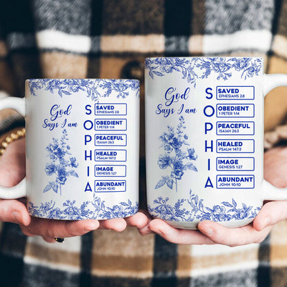 God-Says-I-Am-Name-Letter-In-Bible-Birth-Flower-Toile-De-Jouy-Style-Personalized-Mug_4