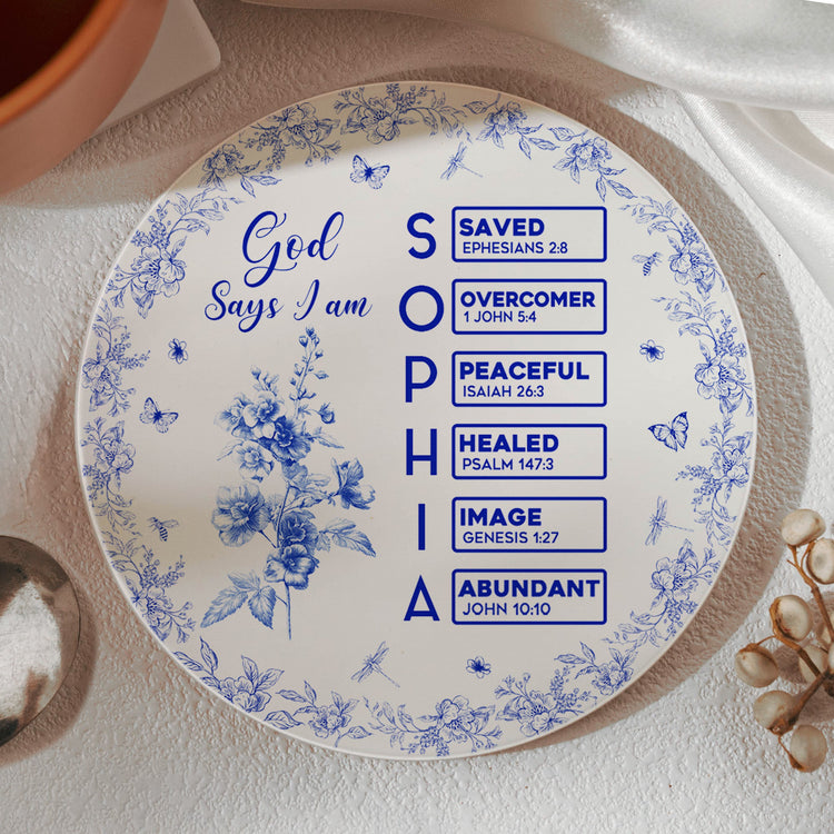 God-Says-I-Am-Name-Letter-In-Bible-Toile-De-Jouy-Style-Personalized-Ceramic-Coaster_2