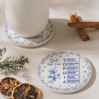 God-Says-I-Am-Name-Letter-In-Bible-Toile-De-Jouy-Style-Personalized-Ceramic-Coaster__3