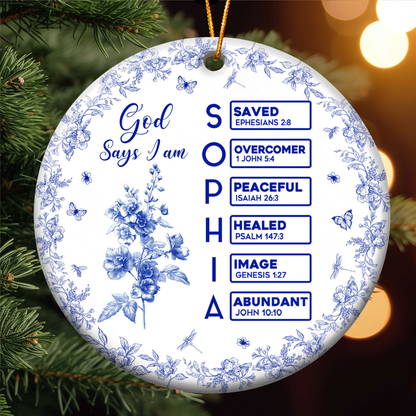God-Says-I-Am-Name-Letter-In-Bible-Toile-De-Jouy-Style-Personalized-Ceramic-Ornament_1
