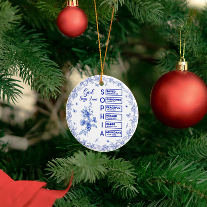 God-Says-I-Am-Name-Letter-In-Bible-Toile-De-Jouy-Style-Personalized-Ceramic-Ornament_4