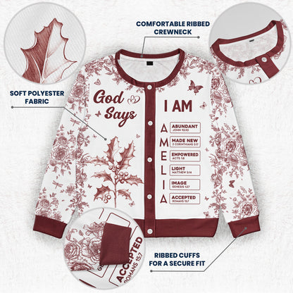 God-Says-I-Am-Name-Letter-In-Bible-Toile-De-Jouy-Style-Personalized-Crewneck-Cardigan_3