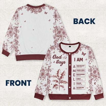 God-Says-I-Am-Name-Letter-In-Bible-Toile-De-Jouy-Style-Personalized-Crewneck-Cardigan_6