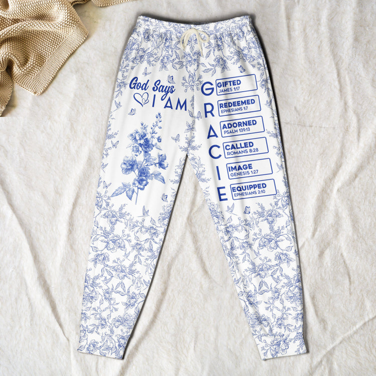 God-Says-I-Am-Name-Letter-In-Bible-Toile-De-Jouy-Style-Personalized-Sweatpants_1