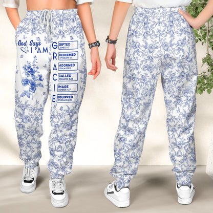God-Says-I-Am-Name-Letter-In-Bible-Toile-De-Jouy-Style-Personalized-Sweatpants_2
