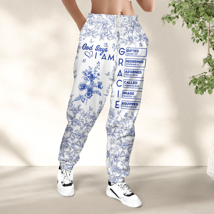 God-Says-I-Am-Name-Letter-In-Bible-Toile-De-Jouy-Style-Personalized-Sweatpants_4
