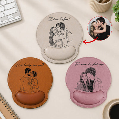 I Love You Couple Sketch Line Art Anniversary Gift For Him, Her - Personalized Mouse Pad