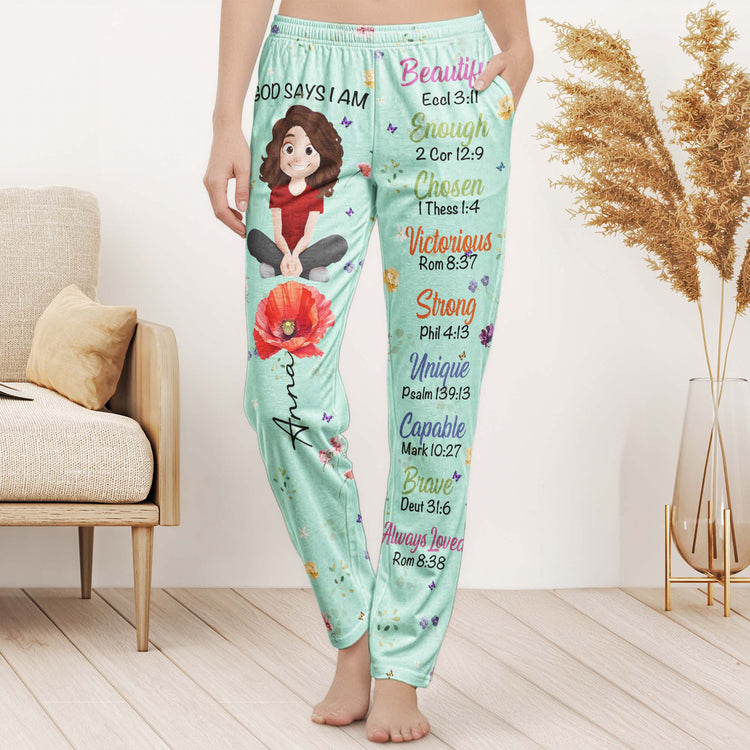 Kid_Birth_Flower_God_Says_I_Am_Personalized_Lounge_Pants_2