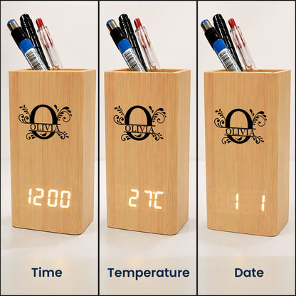 Vintage_Monogram_Personalized_Pen_Holder_With_Clock_4