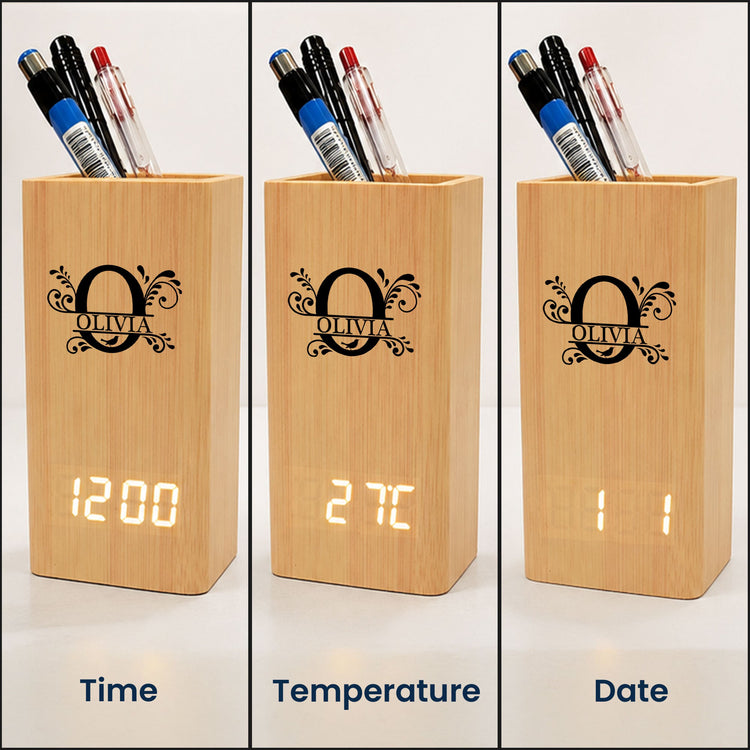 Vintage_Monogram_Personalized_Pen_Holder_With_Clock_4