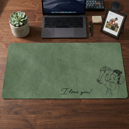 We Love You Custom Photo Sketch Line Art Father's Day Gift For Husband, Dad - Personalized Desk Mat