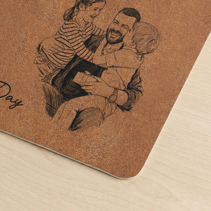 We Love You Custom Photo Sketch Line Art Father's Day Gift For Husband, Dad - Personalized Desk Mat